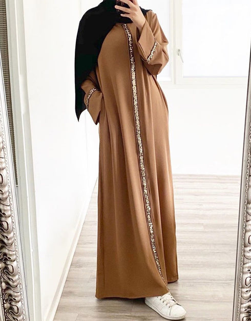 Women's Solid Color Puff Sleeve Maxi Abaya